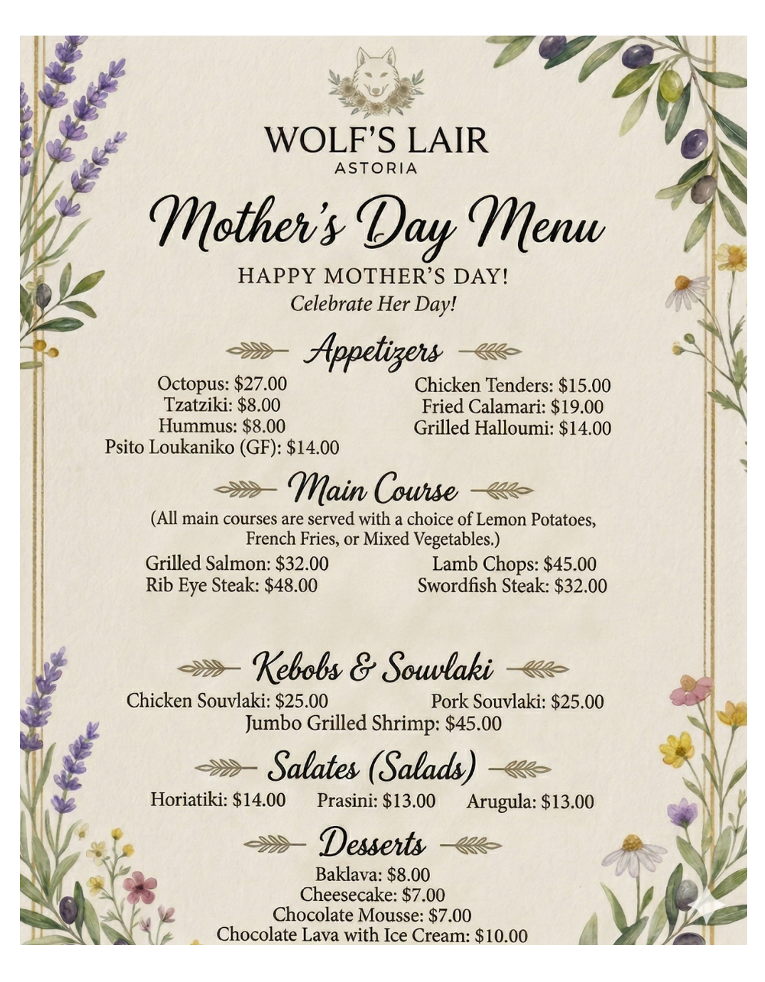 Wolf's Lair Mother's Day Ad - image